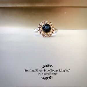 Sterling Silver Blue topaz with certificate